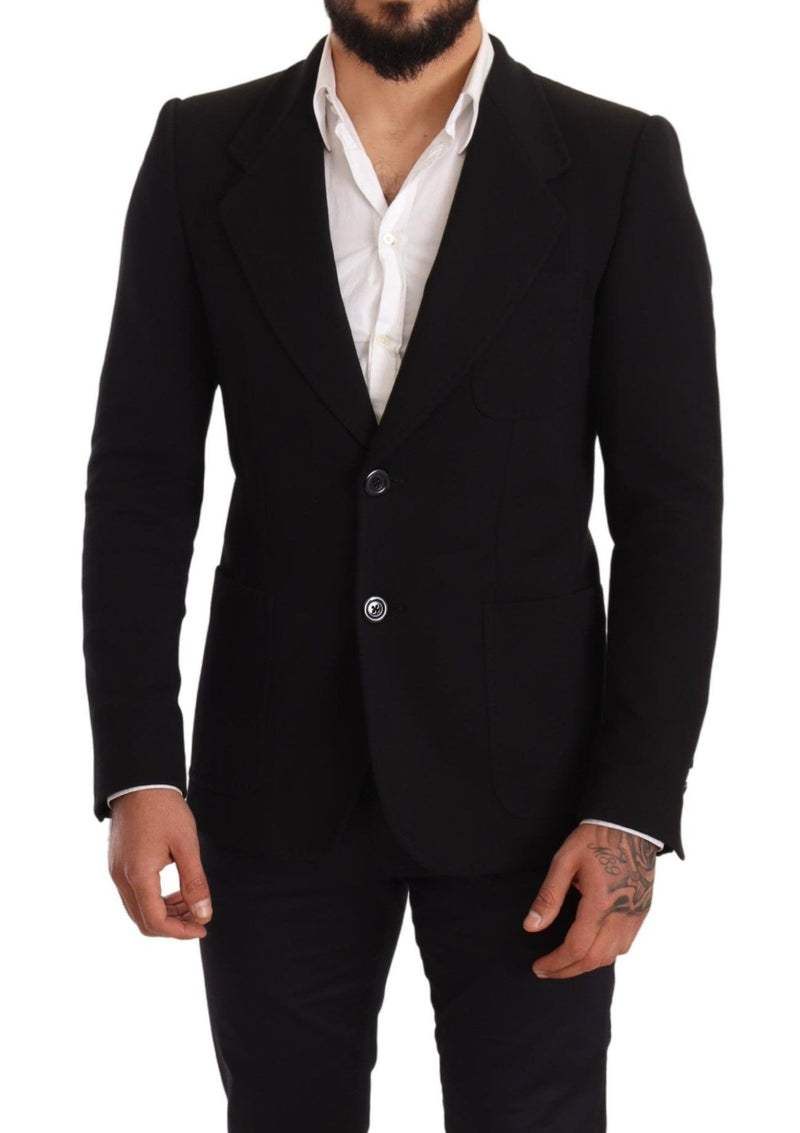 Dolce & Gabbana Black Cotton Slim Fit Coat Jacket  Men's Blazer