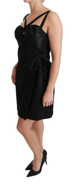 Dolce & Gabbana Black Stretch Satin Jacquard Mini Women's Dress