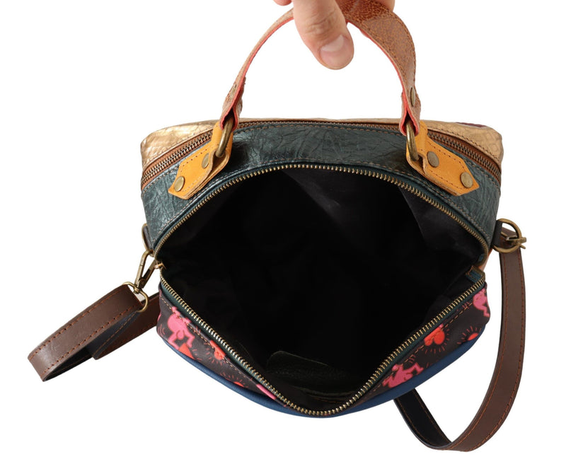 EBARRITO Multicolor Leather Shoulder Bag with Gold Women's Details
