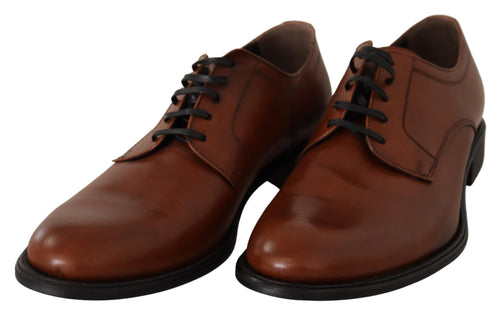 Dolce & Gabbana Brown Leather Lace Up Mens Formal Derby Men's Shoes