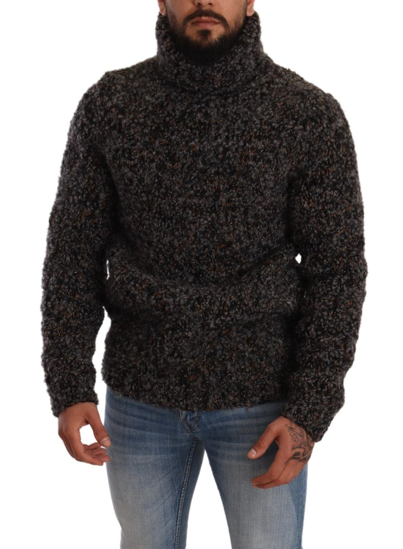 Dolce & Gabbana Gray Wool Blend Turtleneck Pullover Men's Sweater