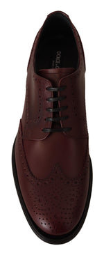 Dolce & Gabbana Elegant Bordeaux Leather Derby Men's Shoes