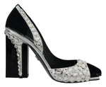 Dolce & Gabbana Elegant Crystals Embellished Leather Women's Pumps