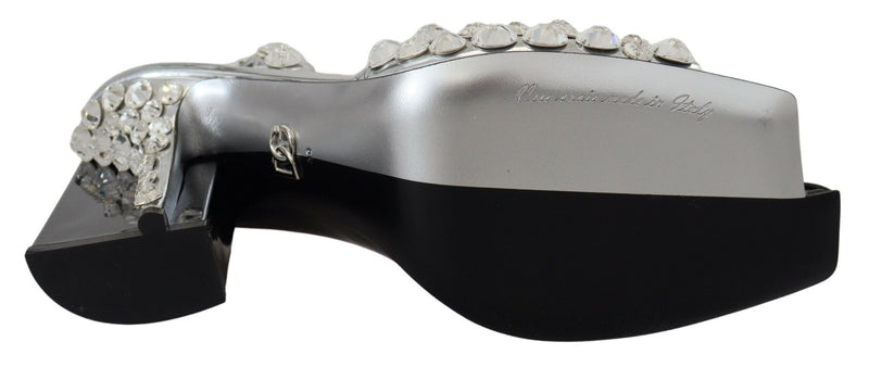 Dolce & Gabbana Elegant Crystals Embellished Leather Women's Pumps