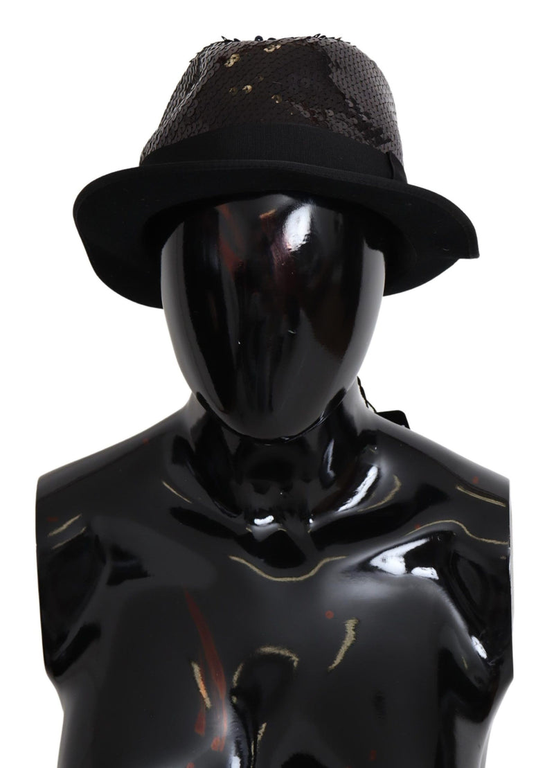 Dolce & Gabbana Elegant Black Sequin Fedora Men's Hat