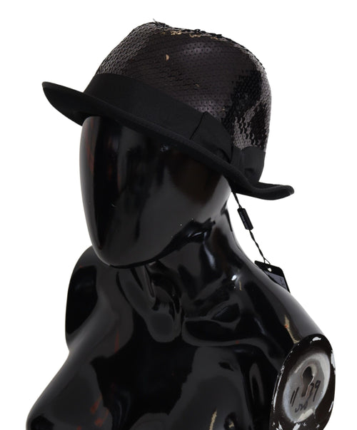 Dolce & Gabbana Elegant Black Sequin Fedora Men's Hat