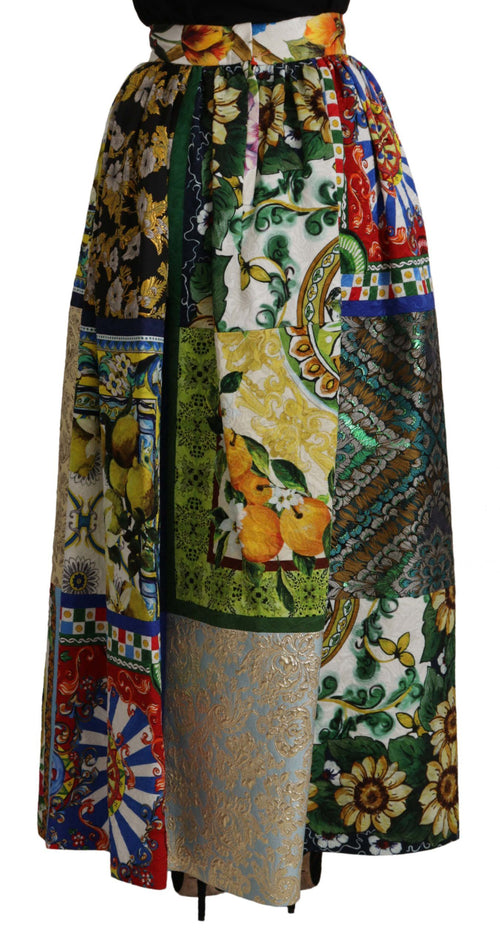 Dolce & Gabbana High Waist Maxi Skirt with Sicilian Women's Patterns