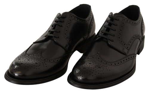 Dolce & Gabbana Black Leather Oxford Wingtip Formal Men's Shoes