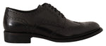 Dolce & Gabbana Black Leather Oxford Wingtip Formal Men's Shoes