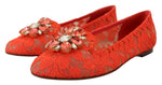 Dolce & Gabbana Elegant Lace Vally Flats in Coral Women's Red