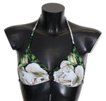Dolce & Gabbana Multicolor Floral Print Halter Swimwear Bikini Women's Top