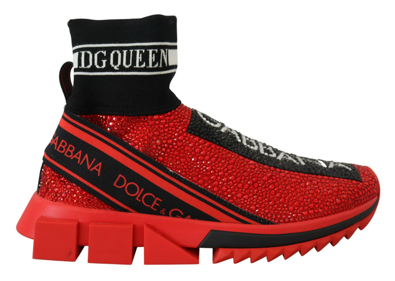 Dolce & Gabbana Red Bling Women\'s Socks Sneakers Sorrento Shoes