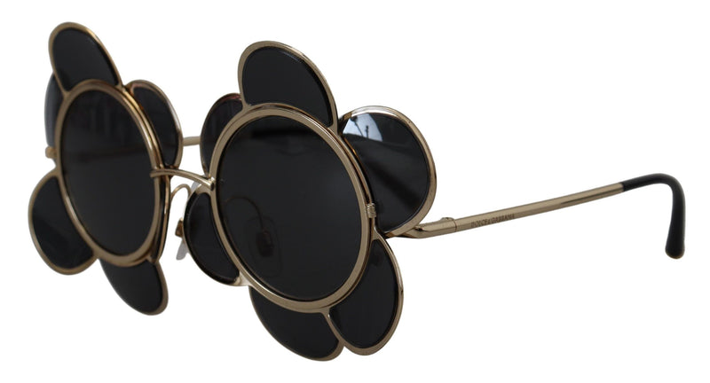 Dolce & Gabbana Chic Floral-Formed Black and Gold Women's Sunglasses