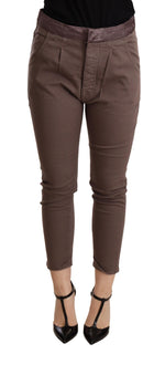CYCLE Chic Brown Skinny Mid Waist Cropped Women's Pants