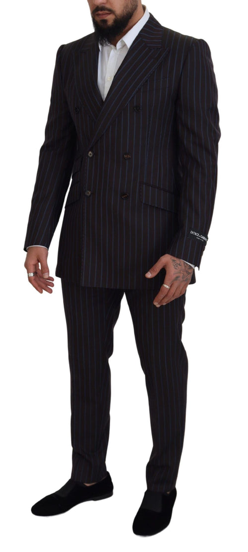 Dolce & Gabbana Black Striped Wool Formal 2 Piece Men's Suit