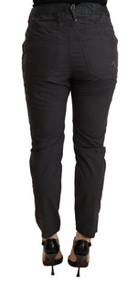 CYCLE Gray Mid Waist Slim Fit Skinny Cotton Women's Trouser