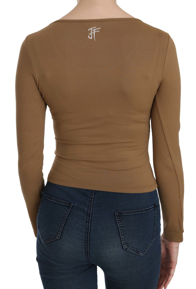 GF Ferre Elegant Brown Fitted Blouse for Sophisticated Women's Evenings