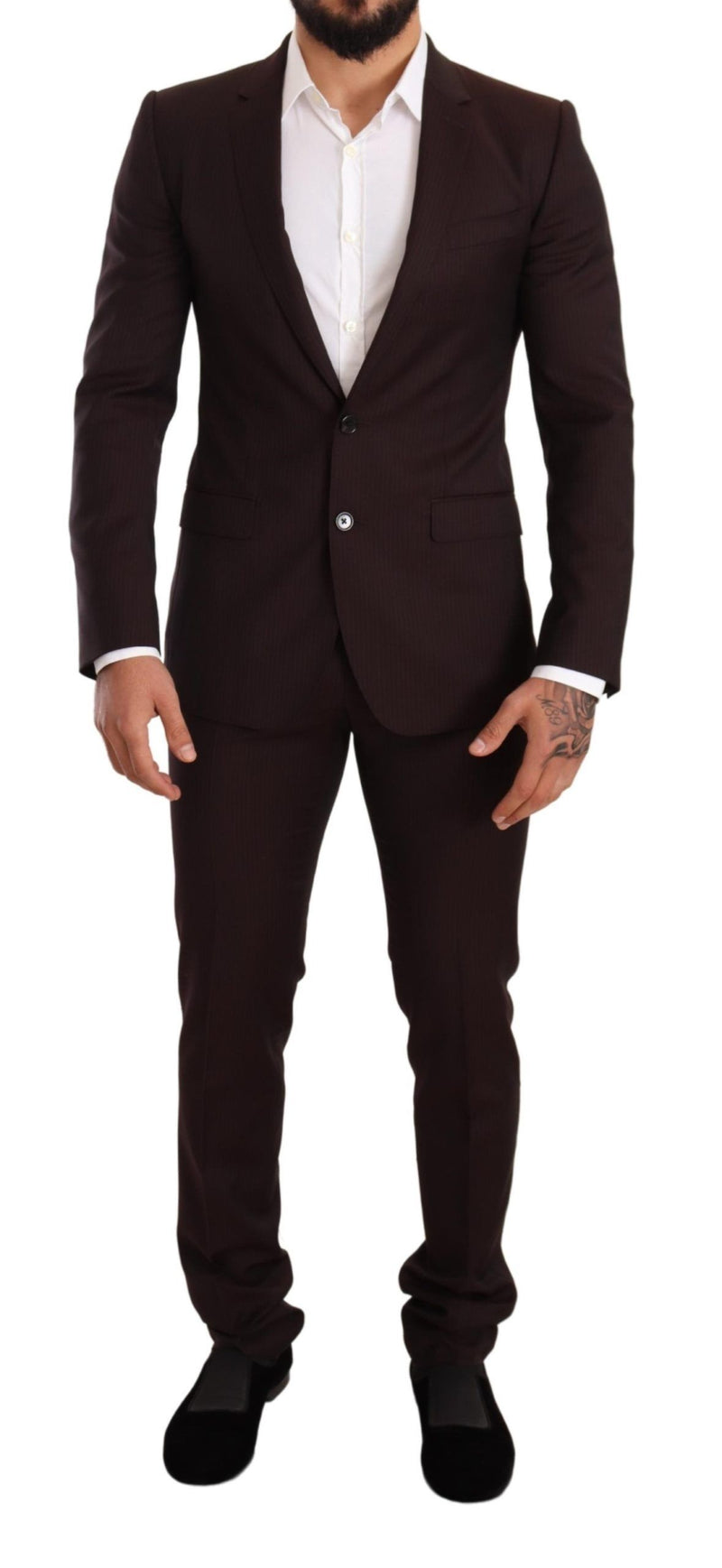 Dolce & Gabbana Elegant Bordeaux Striped Martini Men's Suit