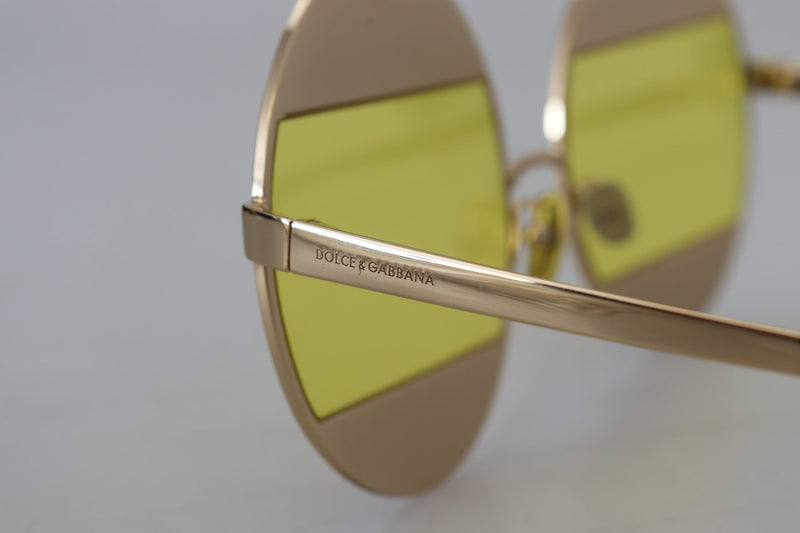 Dolce & Gabbana Crystal Embellished Gold Oval Women's Sunglasses