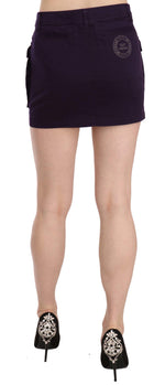 GF Ferre Purple High Waist Button Pocket A-line Mini Women's Skirt