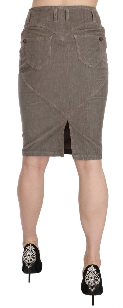 Just Cavalli Chic Gray Pencil Skirt with Logo Women's Details