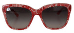 Dolce & Gabbana Chic Red Lace-Inspired Designer Women's Sunglasses