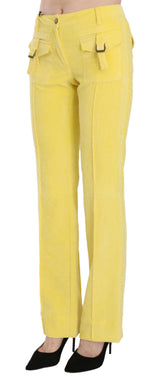 Just Cavalli Chic Yellow Corduroy Mid Waist Women's Pants