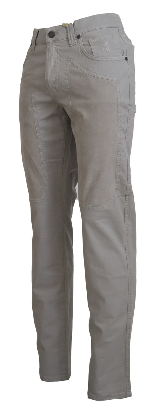 Jeckerson Gray Cotton Tapered Men Casual Men's Pants