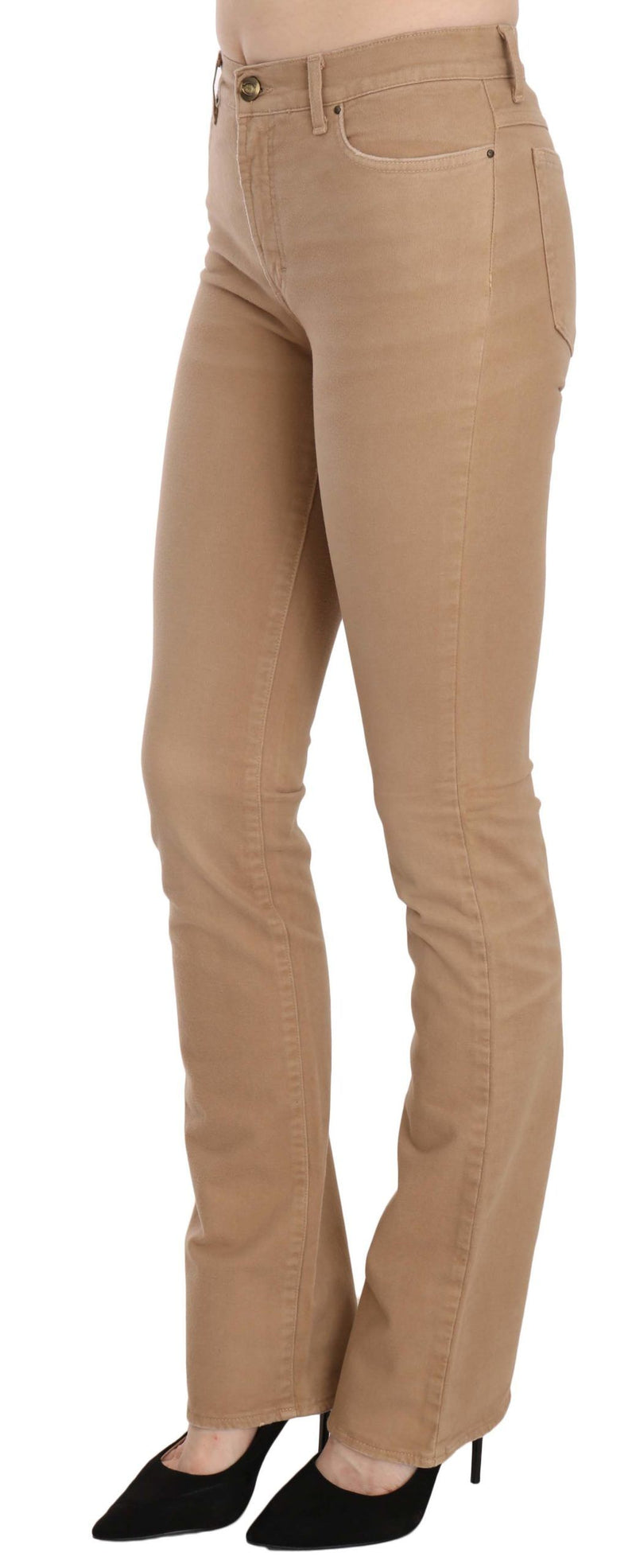 Just Cavalli Brown Cotton Stretch Mid Waist Skinny Trousers Women's Pants
