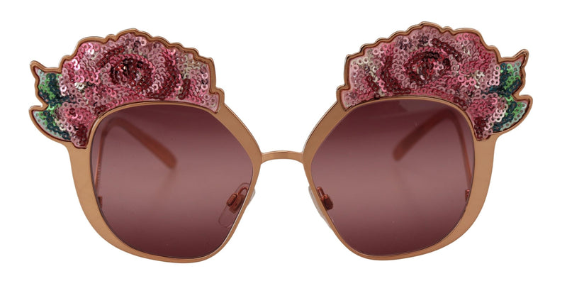 Dolce & Gabbana Chic Rose Sequin Embroidered Women's Sunglasses