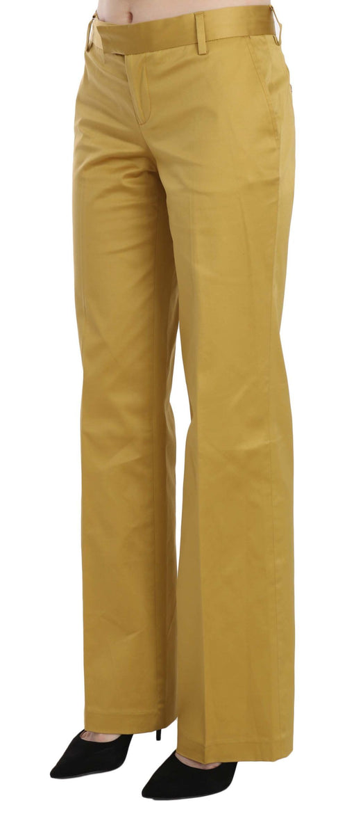 Just Cavalli Mustard Mid Waist Tailored Cotton Women's Pants