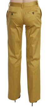 Just Cavalli Mustard Yellow Straight Formal Trousers Women's Pants