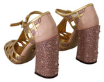 Dolce & Gabbana Silk-Infused Leather Crystal Pumps in Pink Women's Gold