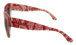 Dolce & Gabbana Red Lace Acetate Rectangle Shades Men's Sunglasses
