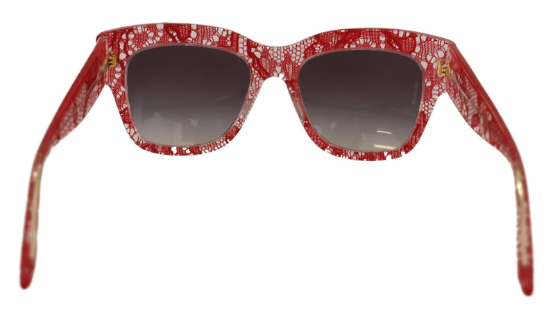 Dolce & Gabbana Red Lace Acetate Rectangle Shades Men's Sunglasses