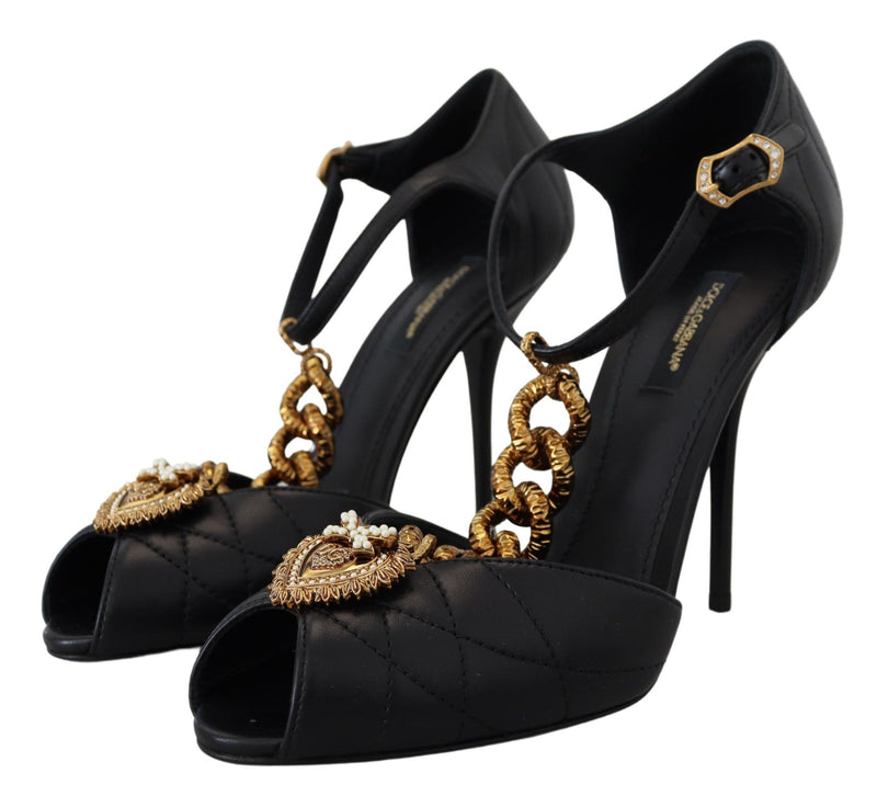 Dolce & Gabbana Elegant Gold-Embellished Leather Women's Sandals