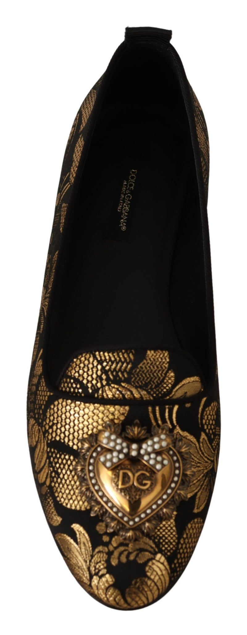 Dolce & Gabbana Elegant Leather Heart Embellished Women's Flats