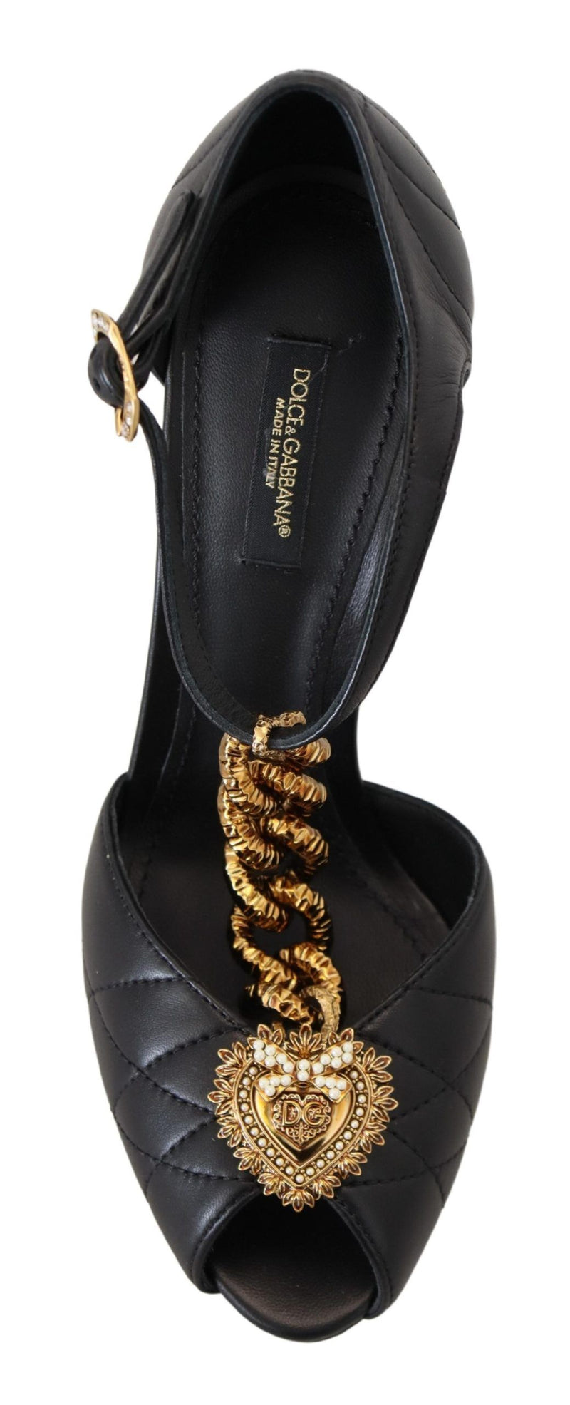 Dolce & Gabbana Elegant Gold-Embellished Leather Women's Sandals