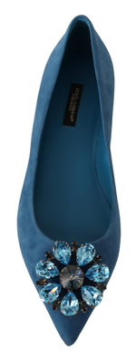 Dolce & Gabbana Elegant Crystal-Embellished Suede Women's Flats