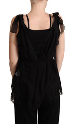 Dolce & Gabbana Black Silk Lace Trim Camisole Tank Women's Top