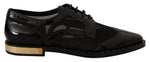 Dolce & Gabbana Black Leather Broques Sheer Wingtip Women's Shoes