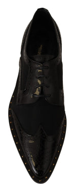 Dolce & Gabbana Elegant Gold-Trimmed Black Oxford Women's Lace-Ups