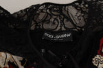 Dolce & Gabbana Black Lace Angel Roses Cardigan Women's Sweater