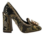 Dolce & Gabbana Golden Jacquard Brocade Square Toe Women's Pumps