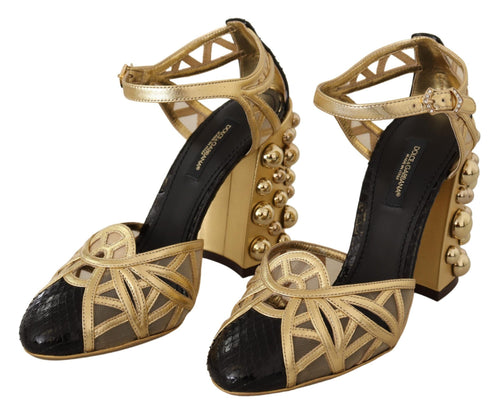 Dolce & Gabbana Elegant Crystal Studded Leather Women's Pumps