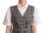 Dolce & Gabbana Gray Checkered Sleeveless Waistcoat Women's Vest