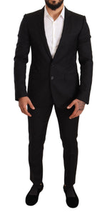 Dolce & Gabbana Elegant Martini Black Wool Men's Suit