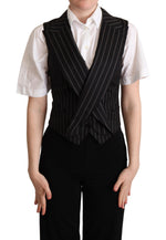 Dolce & Gabbana Black Brown Leopard Print Waistcoat Women's Vest