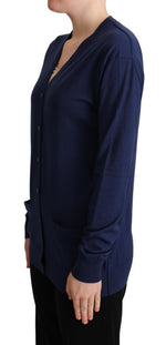 Dolce & Gabbana Blue Virgin Wool Button Down Cardigan Women's Sweater