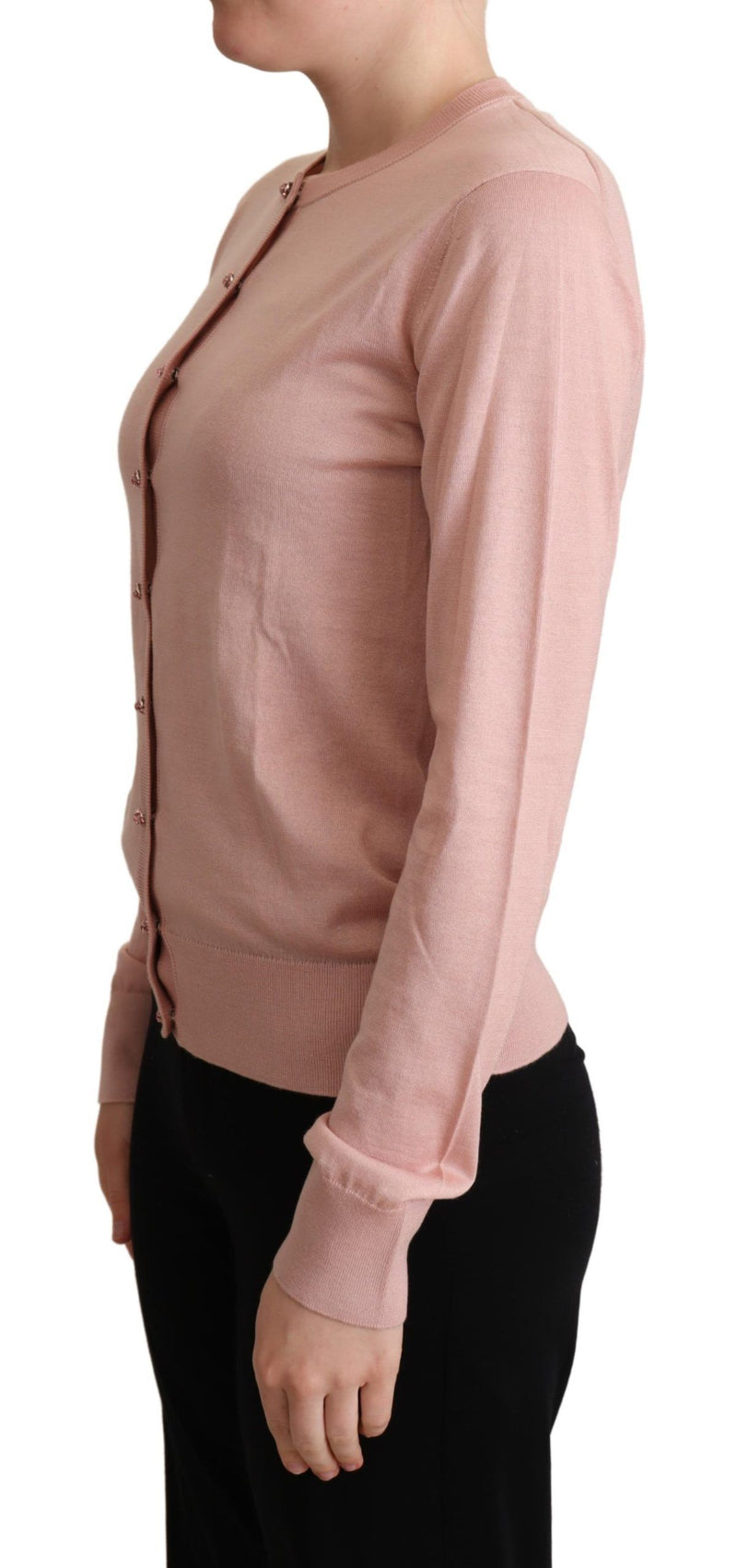 Dolce & Gabbana Pink Cashmere Silk Buttons Cardigan Women's Sweater